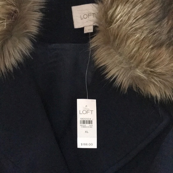 NWT-S,M,XL- Ann Taylor Loft Faux Fur Collar Coat - Forever Navy - Picture 4 of 12